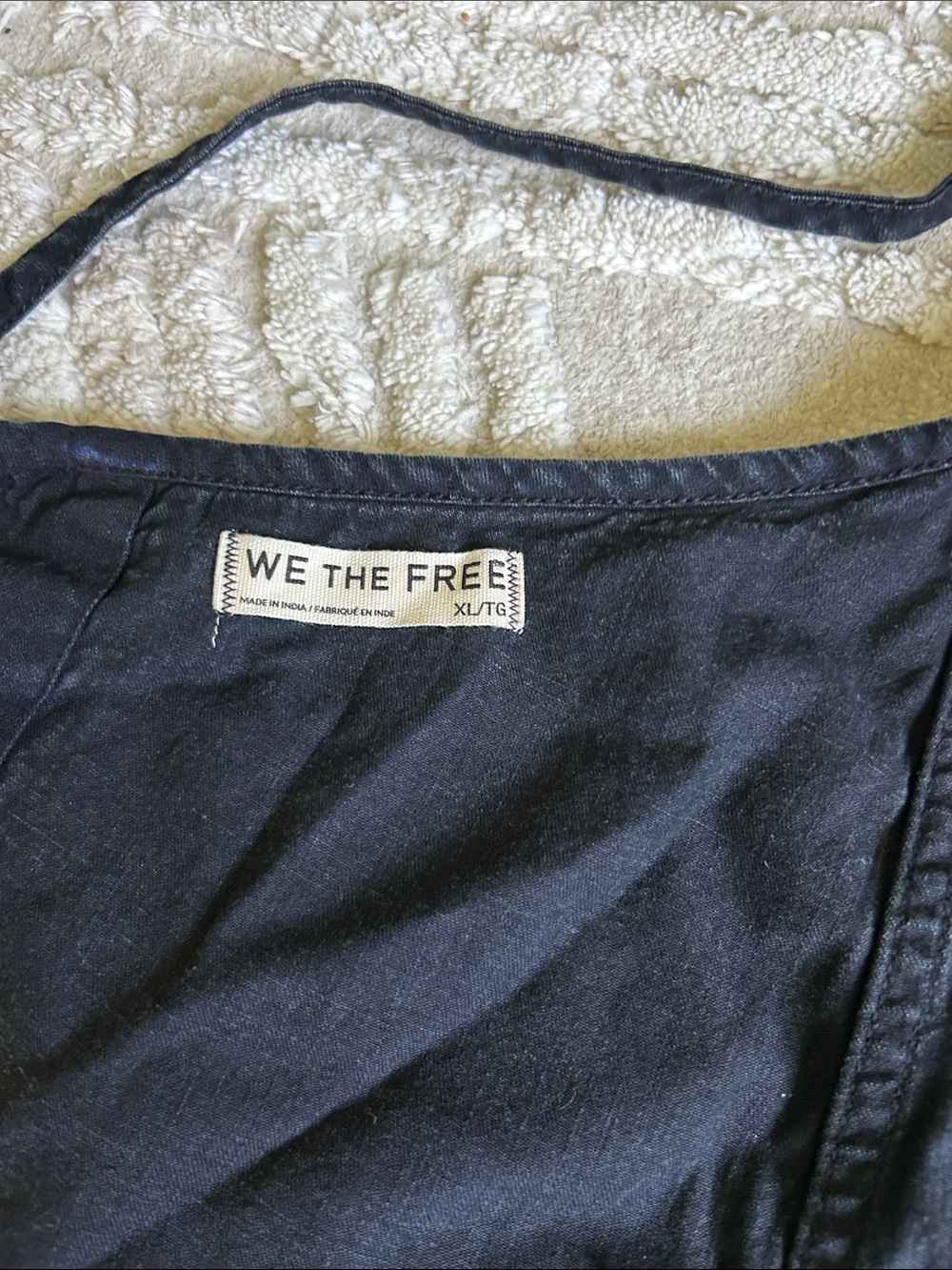 Free people Dark Denim Halter Apron Dress with Front Pockets - Picture 3 of 4